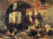 Albert Bierstadt Roman Fish Market, Arch of Octavius oil painting